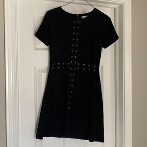 Sugar & Lips velvet grommet black mini dress